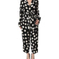 Black White Polka Dot Pajama 2 Piece Set Sleepwear
