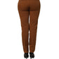 Brown Cotton Mid Waist Skinny Chino Pants