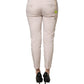 Beige Low Waist Tapered Women Cropped Trousers Pants