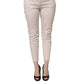 Beige Low Waist Tapered Women Cropped Trousers Pants