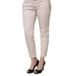 Beige Low Waist Tapered Women Cropped Trousers Pants