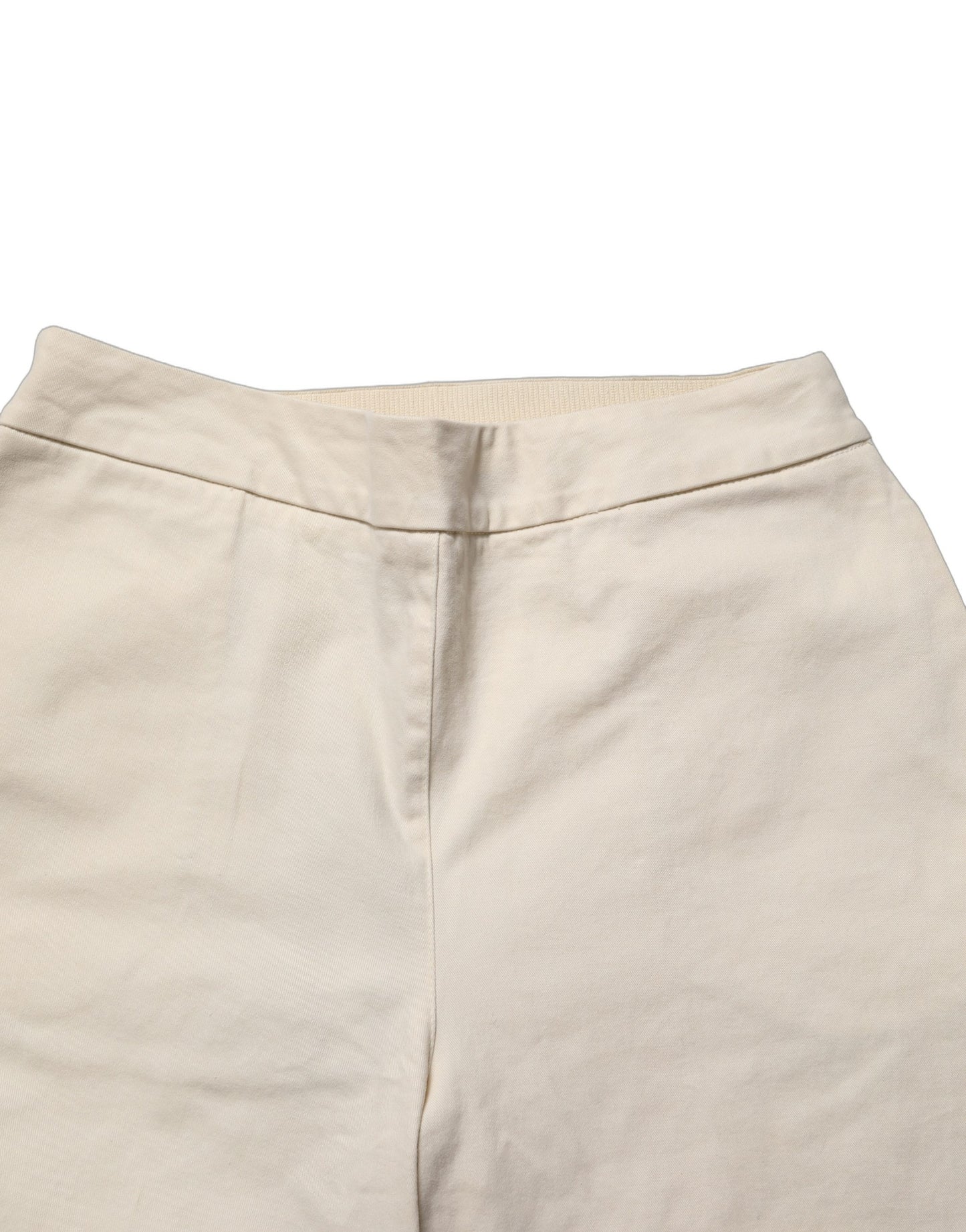 Beige High Waist Straight Capri Cropped Trouser Pants