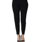 Black Skinny Mid Waist Chino Women Trouser Pants