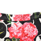 Black Pink Carnation Floral Print Jacquard Mini Skirt