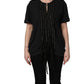 Black Chain Embellished Cotton Short Sleeve T-shirt