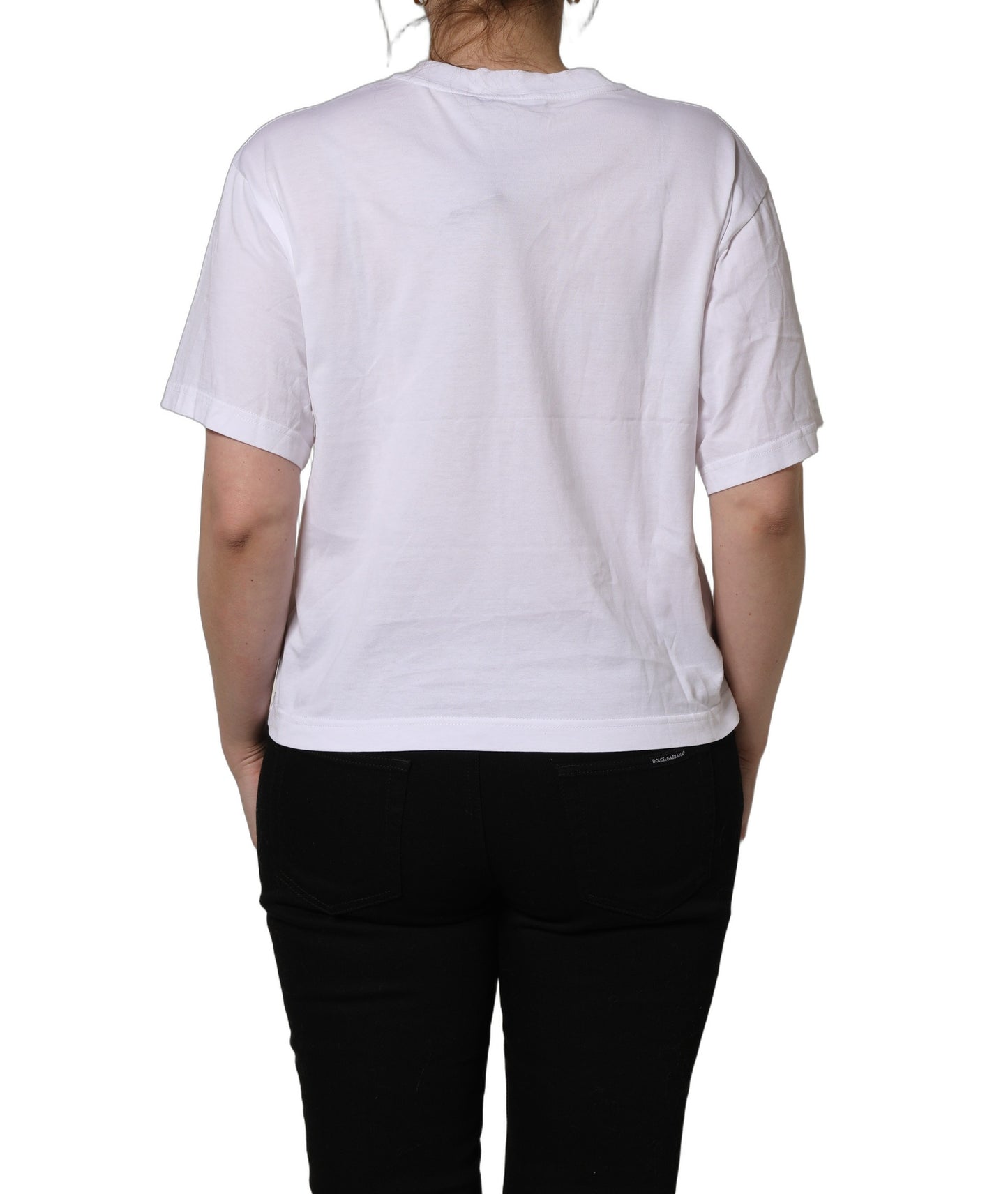 White I Love Supermodel Cotton Crew Neck T-shirt