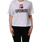 White I Love Supermodel Cotton Crew Neck T-shirt