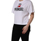 White I Love Supermodel Cotton Crew Neck T-shirt