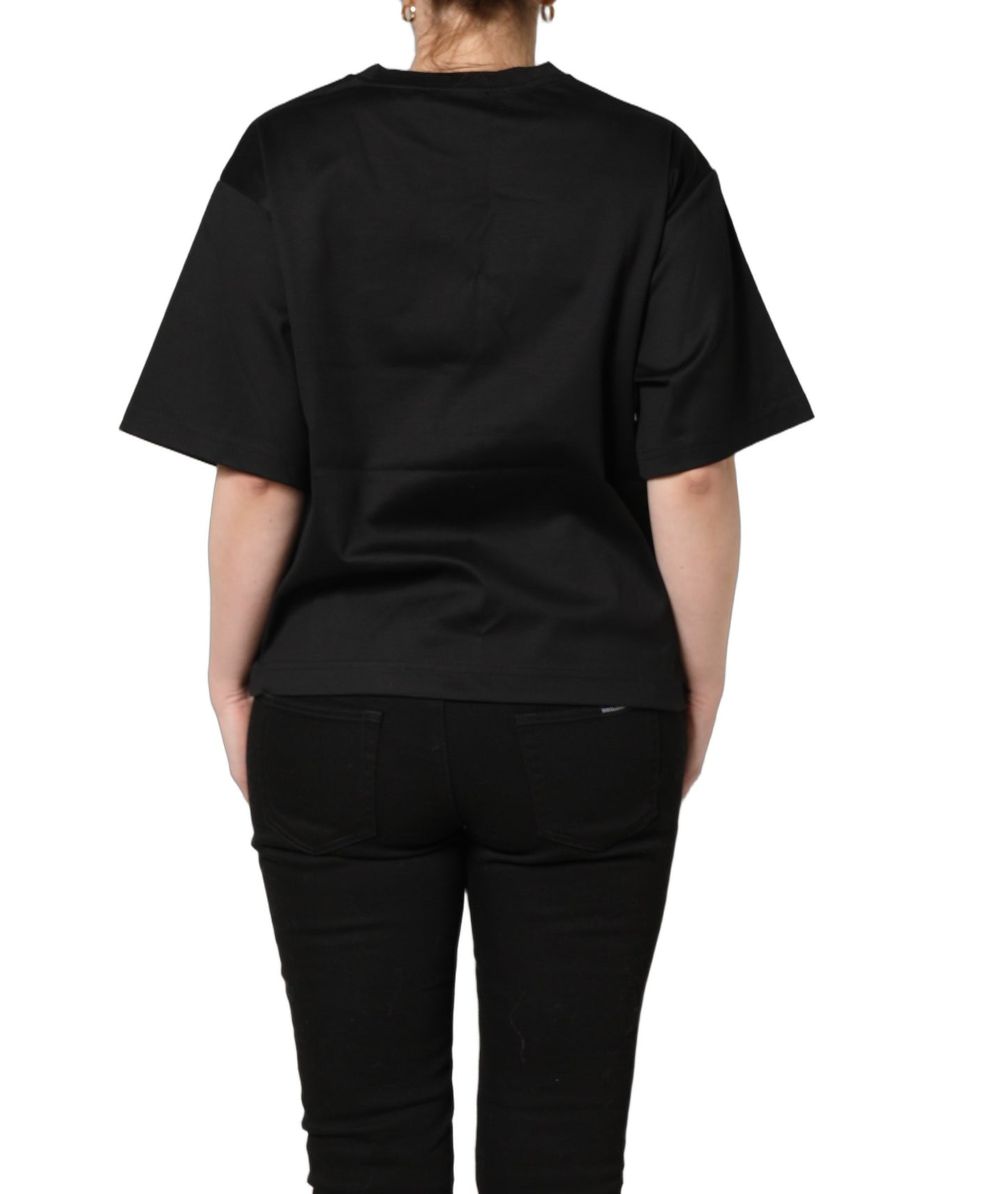 Black Jersey Graphic Short Sleeve Crew Neck T-shirt