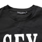 Black Jersey Graphic Short Sleeve Crew Neck T-shirt