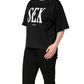 Black Jersey Graphic Short Sleeve Crew Neck T-shirt