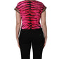 Pink Zebra Sleeveless Crew Neck Cropped T-shirt