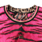 Pink Zebra Sleeveless Crew Neck Cropped T-shirt
