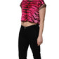 Pink Zebra Sleeveless Crew Neck Cropped T-shirt