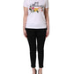 White Floral Graphic Short Sleeve Crew Neck T-shirt