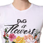 White Floral Graphic Short Sleeve Crew Neck T-shirt