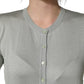 Green Button Down Silk Long Sleeve Cardigan Sweater