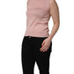 Pink Sleeveless Cashmere Knitted Tank Top