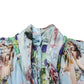 Light Blue Floral-Print Chiffon Blouse Top