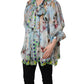 Light Blue Floral-Print Chiffon Blouse Top