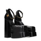 Black Leather Platform Pumps
