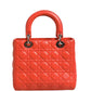 Orange Cannage Lambskin Leather Lady Dior Bag
