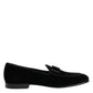 Black Cotton Slip-On Loafers
