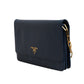 Blue Saffiano Leather Wallet on Chain Clutch Bag