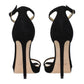 Black Leather Stiletto Heel Sandals