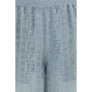 Blue Viscose Casual Pants