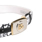 White Graffiti Print Gold Metal Buckle Belt