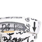White Graffiti Print Gold Metal Buckle Belt
