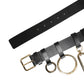 Black Calf Leather Gold Metal Buckle Men Belt
