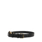 Black Calf Leather Gold Metal Buckle Men Belt
