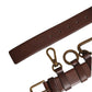 Brown Calfskin Leather Gold Metal Buckle Belt