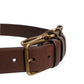 Brown Calfskin Leather Gold Metal Buckle Belt