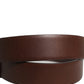Brown Calfskin Leather Gold Metal Buckle Belt