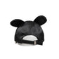Men Black Velvet Animal Ears Baseball Cap Hat