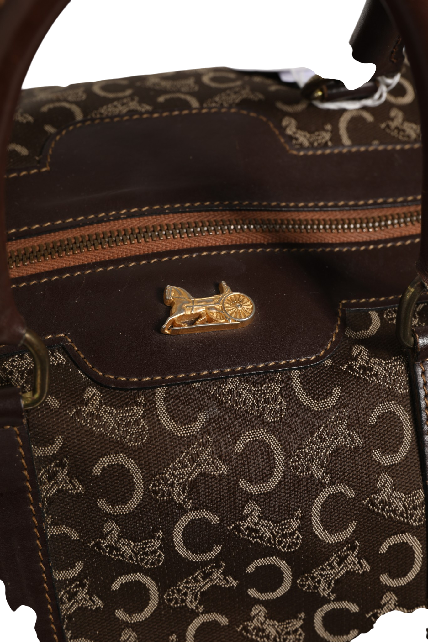 Dark brown and Gold logo duffel