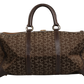 Dark brown and Gold logo duffel