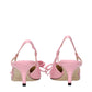 Pink Leather Stiletto Heel Sandals