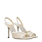 White Fabric Stiletto Heel Sandals