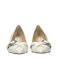 White Leather Mid Heel Pumps