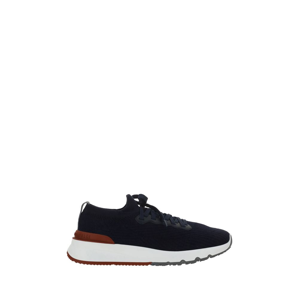 Blue Cotton Low Top Sneakers