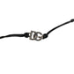 Black Polyester Cord Silver Tone DG Logo Charm Bracelet