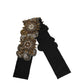 Black Gold Tone Crystal Brass Flower Brooches Belt
