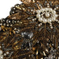 Black Gold Tone Crystal Brass Flower Brooches Belt