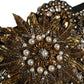 Black Gold Tone Crystal Brass Flower Brooches Belt