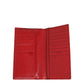 Red Dauphine Leather ID Men Card Holder Bifold Wallet