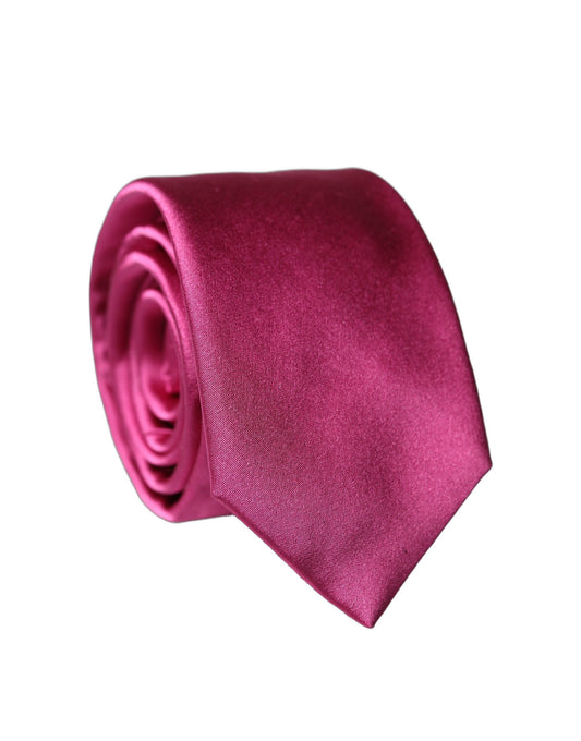 Fuchsia Pink Silk Satin Wide Adjustable Men Necktie Tie